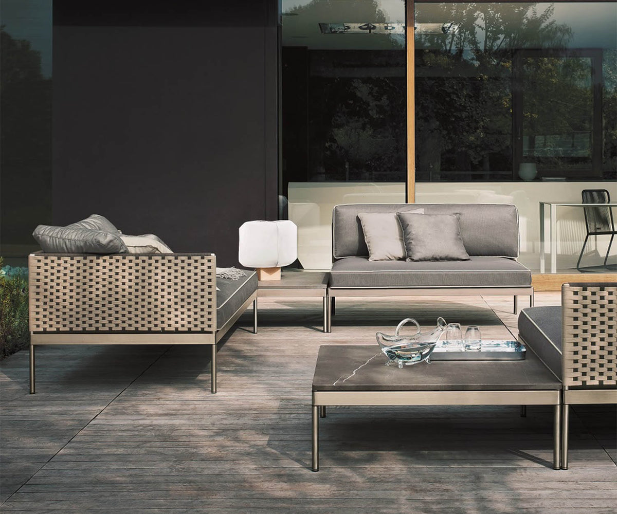 Luxury Basket 351 Coffee Table by Roda | Stainless Steel Frame with Luna Stone Top | Casa Design Group