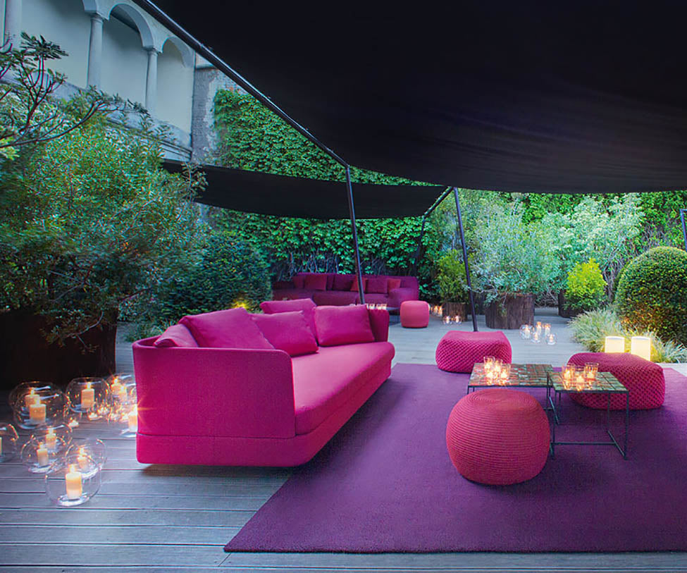 Luxurious Berry Outdoor Pouf by Paola Lenti Perfect for Enhancing Contemporary Spaces Casa Design Group