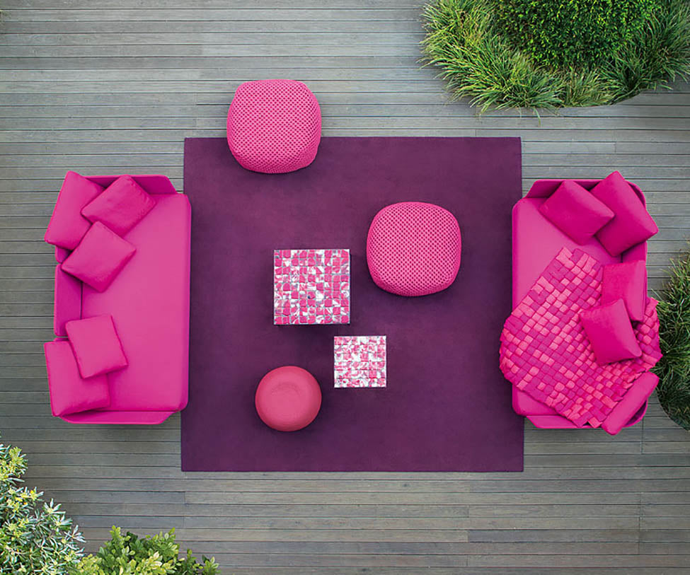 Luxurious Berry Outdoor Pouf by Paola Lenti Perfect for Enhancing Contemporary Spaces Casa Design Group