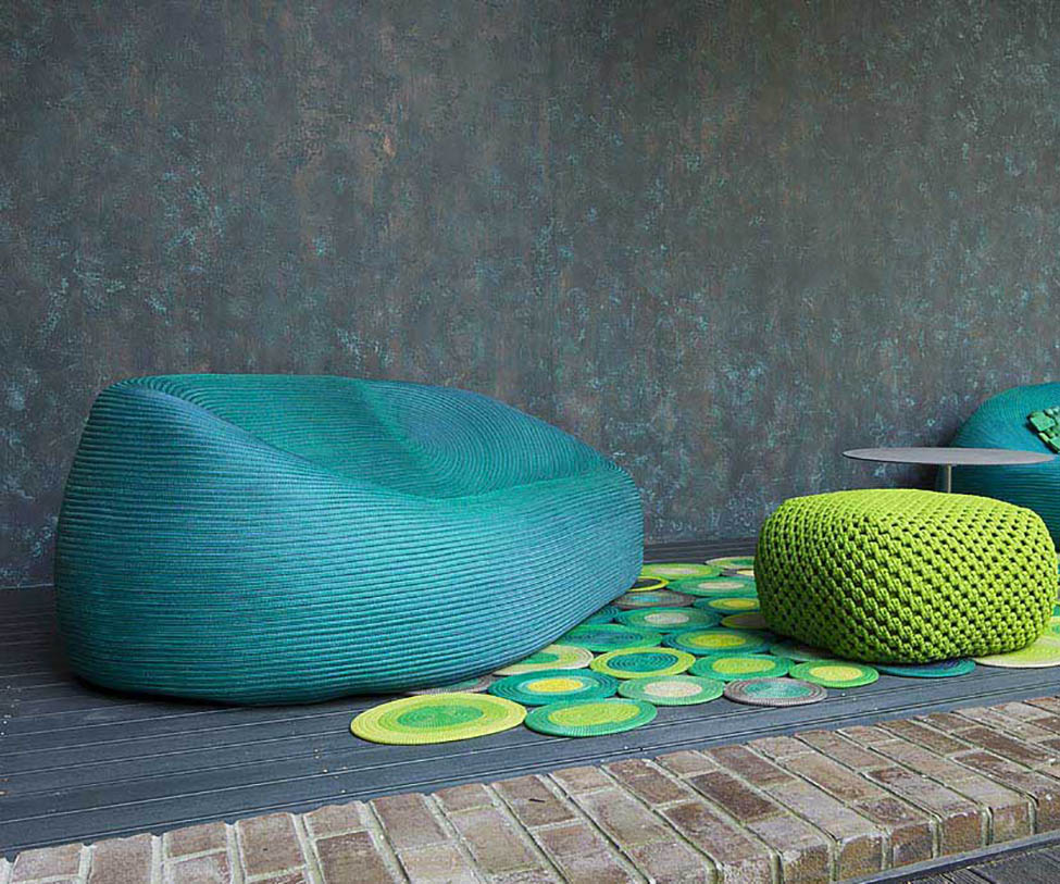 Luxurious Berry Outdoor Pouf by Paola Lenti Perfect for Enhancing Contemporary Spaces Casa Design Group