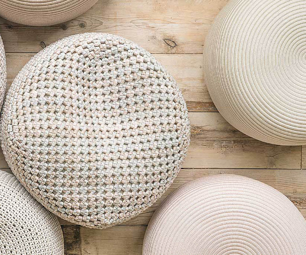 Luxurious Berry Outdoor Pouf by Paola Lenti Perfect for Enhancing Contemporary Spaces Casa Design Group