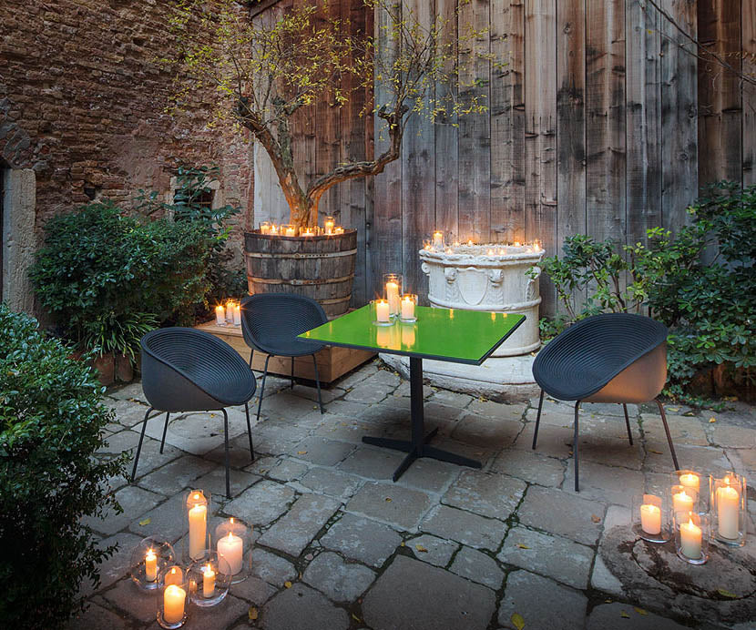 Café Outdoor Dining Table by Paola Lenti with Unique Luce Top | Casa Design Group