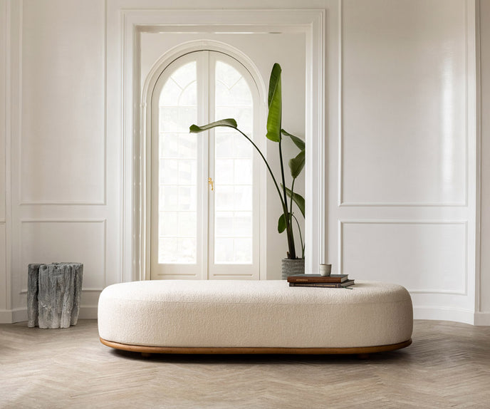 Cask Ottoman by Expormim in natural rattan with upholstered cushion Casa Design Group