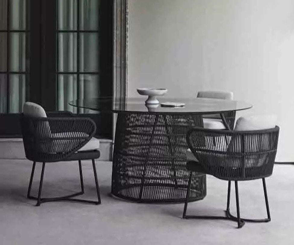 Cuff Round Black Glass Dining Table Danao Living