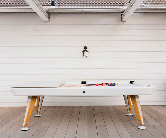 Diagonal convertible pool and dining table by RS Barcelona for modern spaces Casa Design Group