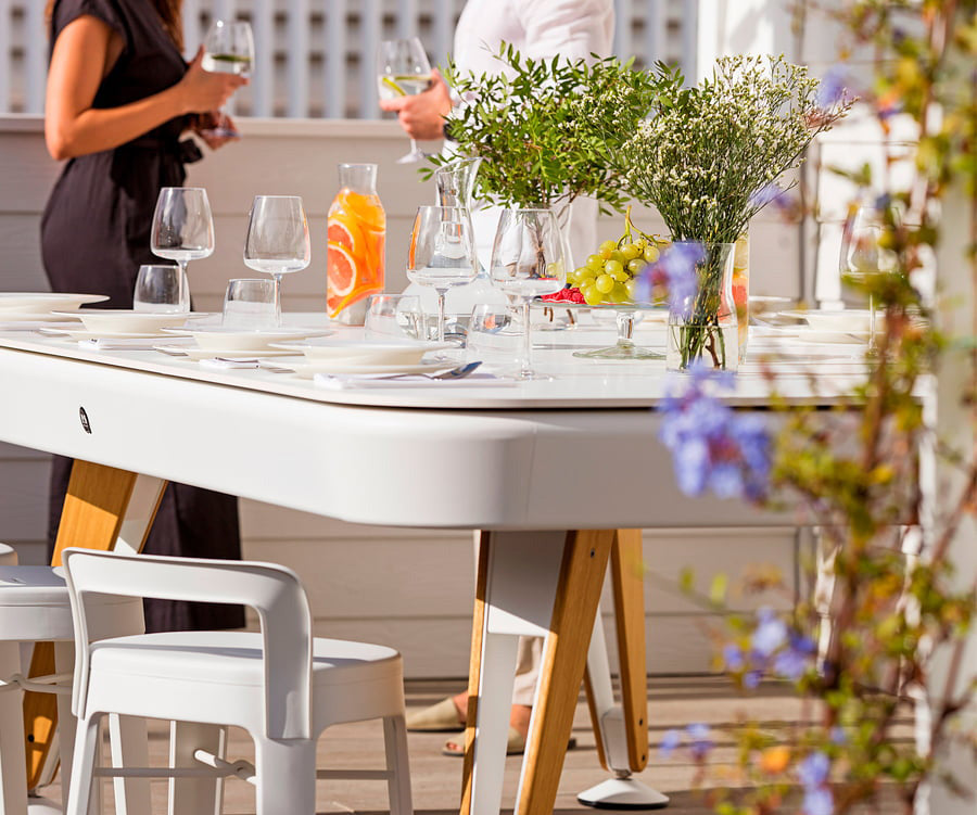 Diagonal convertible pool and dining table by RS Barcelona for modern spaces Casa Design Group