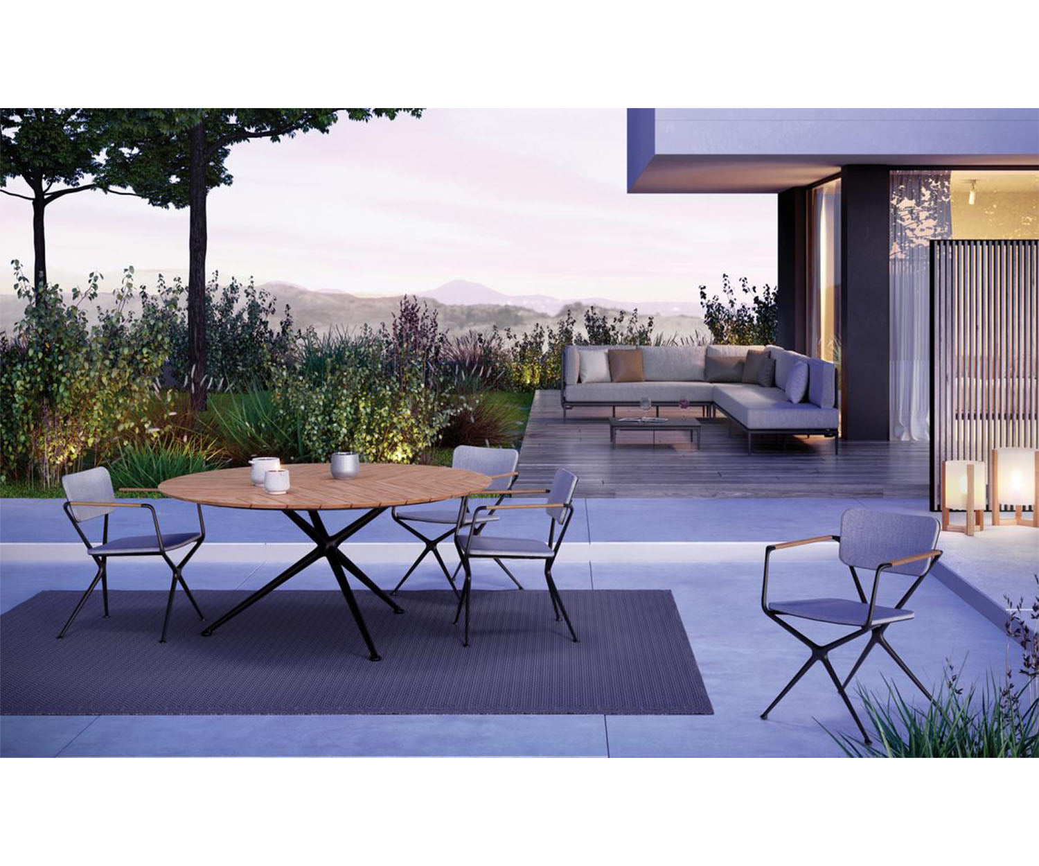 Modern Aluminum and Teak Exes Outdoor Chair by Royal Botania Casa Design Group