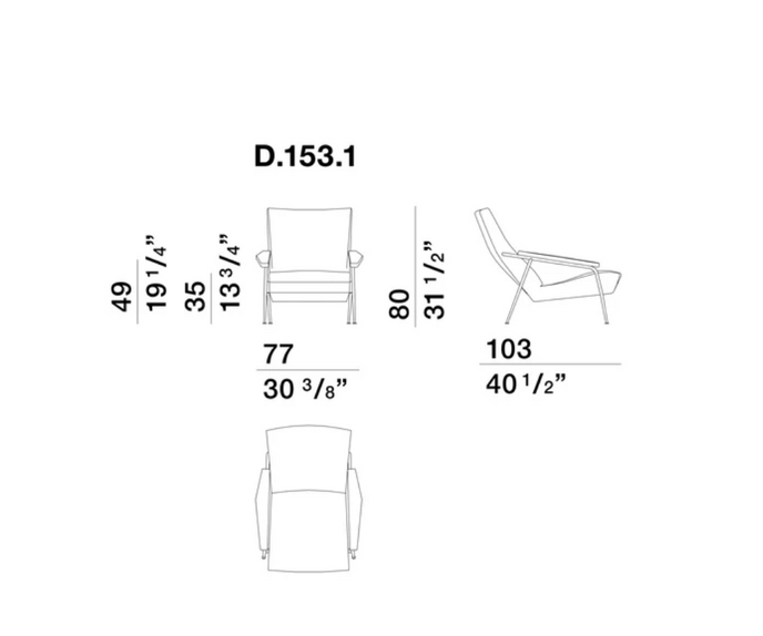 High End Gio Ponti D.153.1 Armchair by Molteni&C Casa Design Group