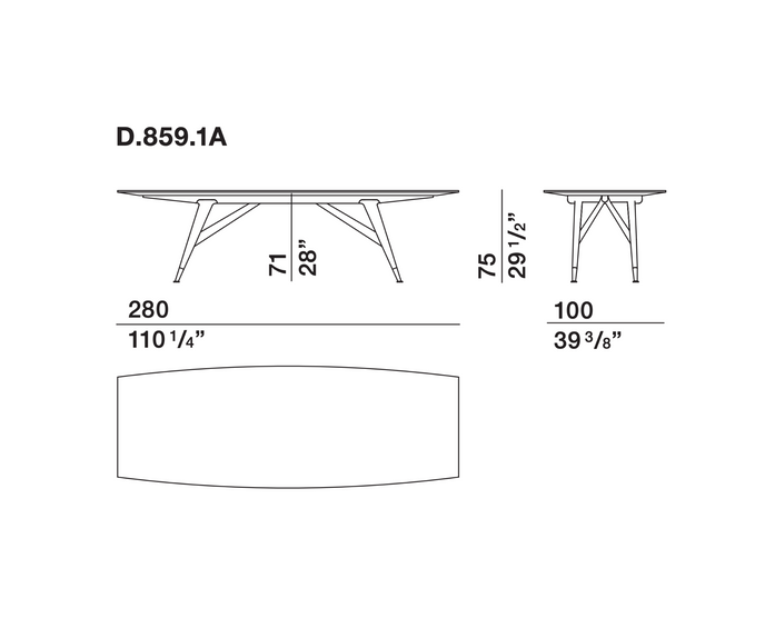 High End Gio Ponti D.859.1A Dining Table by Molten&C Casa Design Group