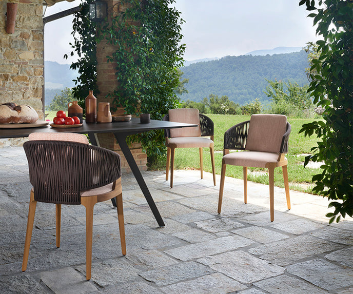 Modern Katana Outdoor Rectangular Table with Metal Legs and Porcelain Stoneware Top by Potocco | Casa Design Group