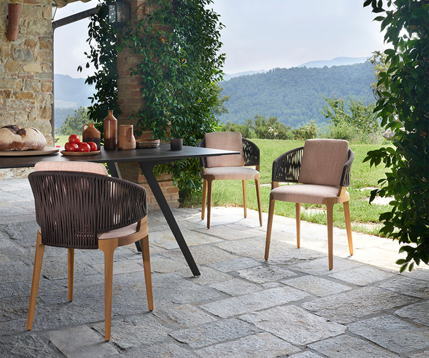 Modern Katana Outdoor Rectangular Table with Metal Legs and Porcelain Stoneware Top by Potocco | Casa Design Group