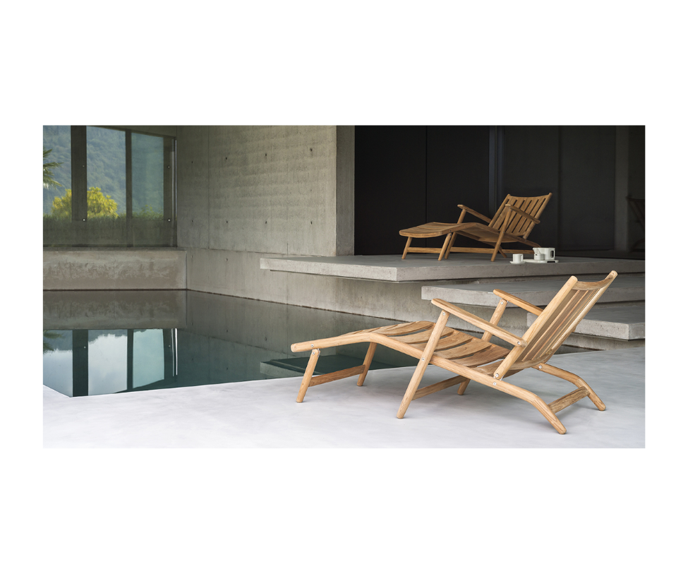 Luxury Levante 008 Outdoor Chaise Lounge by Roda Crafted from Premium Teak | Casa Design Group