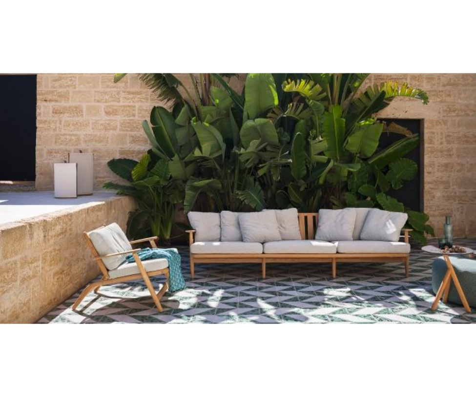 Teak Frame Levante 103 Outdoor Sofa by Roda | Casa Design Group