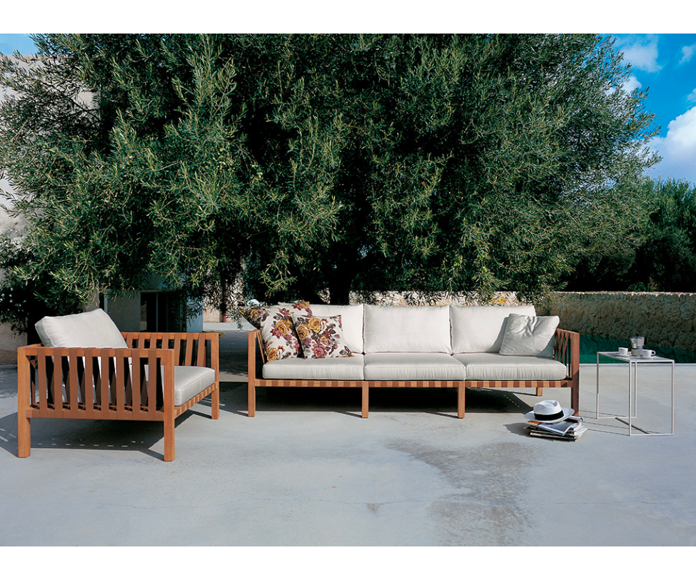 Teak Frame Levante 103 Outdoor Sofa by Roda | Casa Design Group