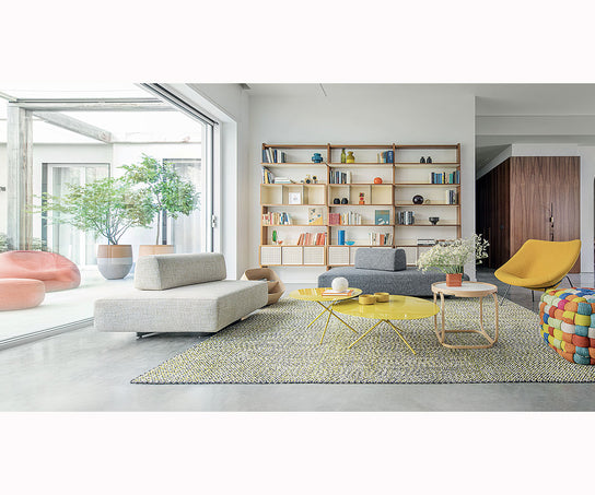 Modern Lever Side Table by Paola Lenti with Stainless Steel Rod Base Casa Design Group