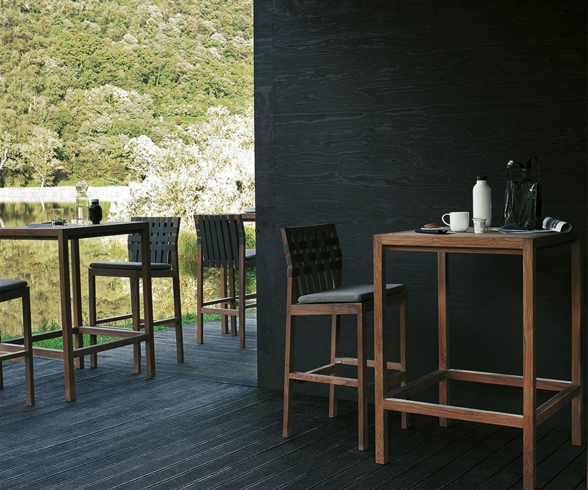 Elegant Teak Network 150 Outdoor Barstool by Roda | Casa Design Group