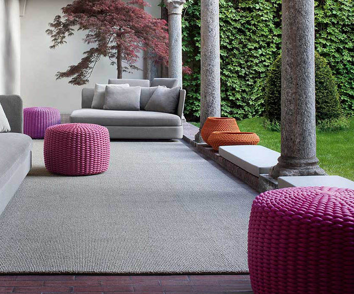 Stylish Nido Pouf by Paola Lenti Modern with Handwoven Rope Cord for Lounge Spaces Casa Design Group