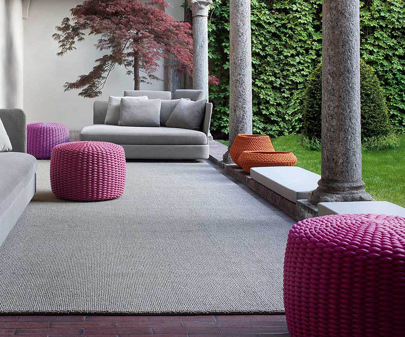 Stylish Nido Pouf by Paola Lenti Modern with Handwoven Rope Cord for Lounge Spaces Casa Design Group