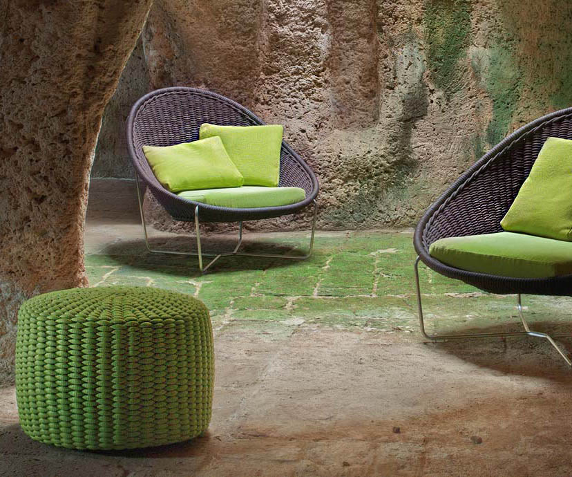 Stylish Nido Pouf by Paola Lenti Modern with Handwoven Rope Cord for Lounge Spaces Casa Design Group