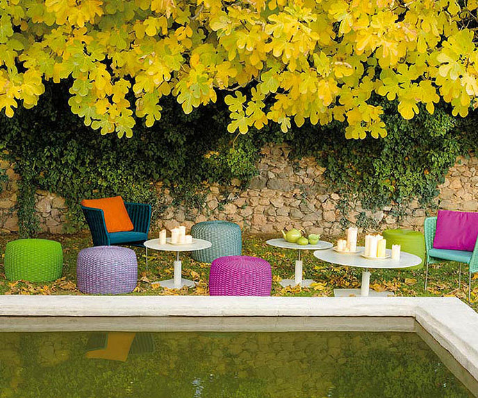 Stylish Nido Pouf by Paola Lenti Modern with Handwoven Rope Cord for Lounge Spaces Casa Design Group