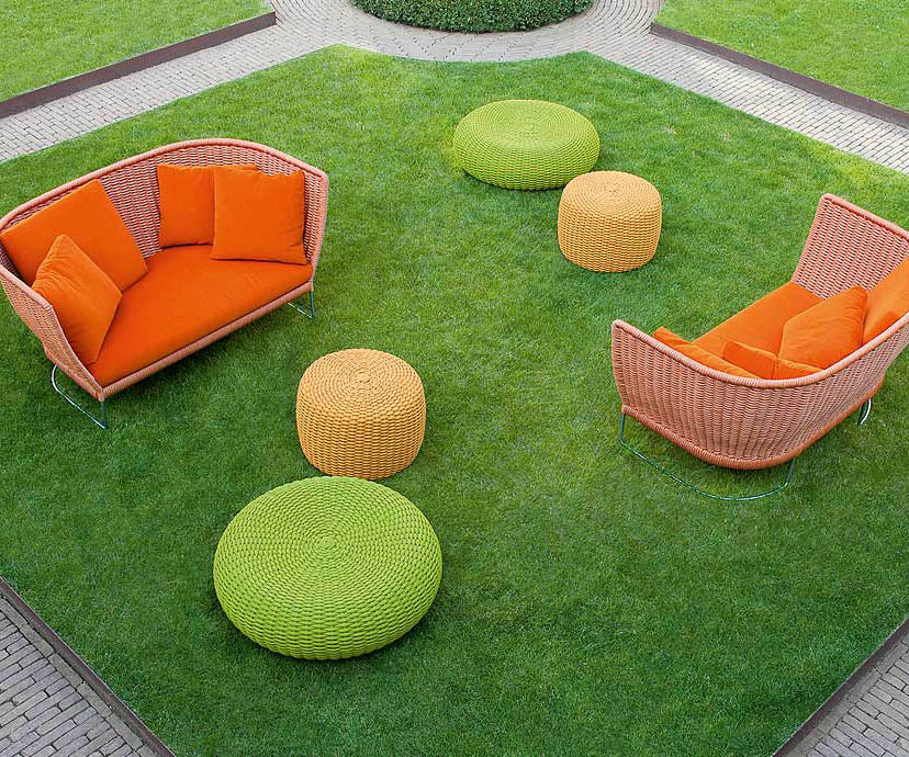 Stylish Nido Pouf by Paola Lenti Modern with Handwoven Rope Cord for Lounge Spaces Casa Design Group