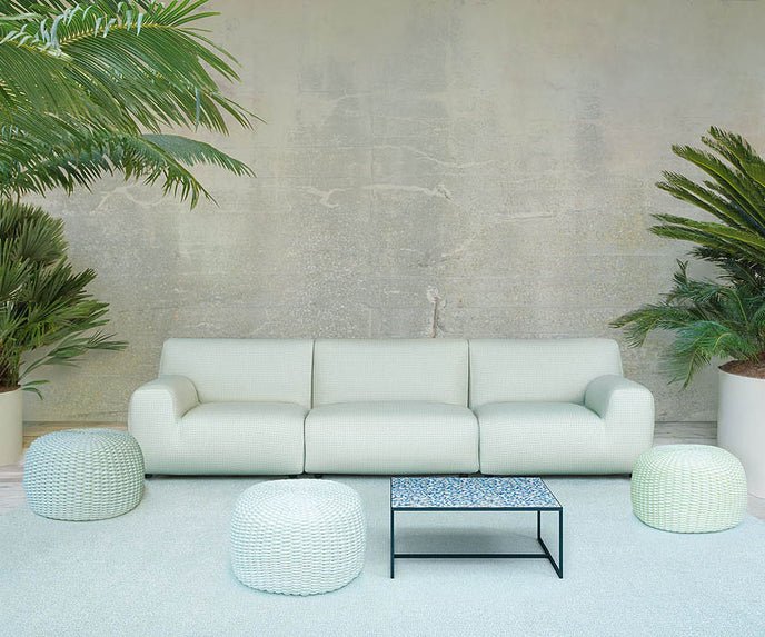 Stylish Nido Pouf by Paola Lenti Modern with Handwoven Rope Cord for Lounge Spaces Casa Design Group