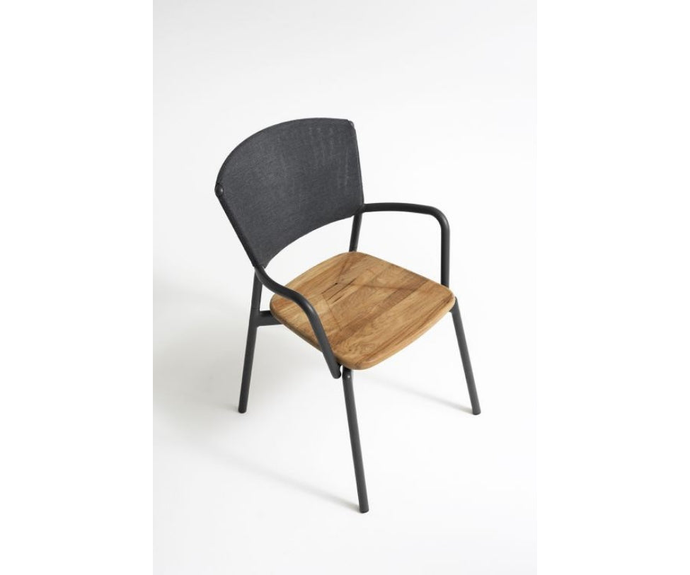 Aluminum Frame and Teak Seat Piper 021 Outdoor Dining Armchair by Roda | Casa Design Group