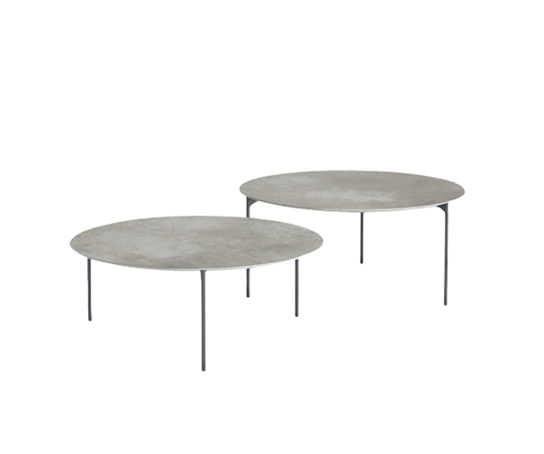 Modern Plano Outdoor Round Dining Table by Paola Lenti Handcrafted  Concrete Top with Steel Base Casa Design Group
