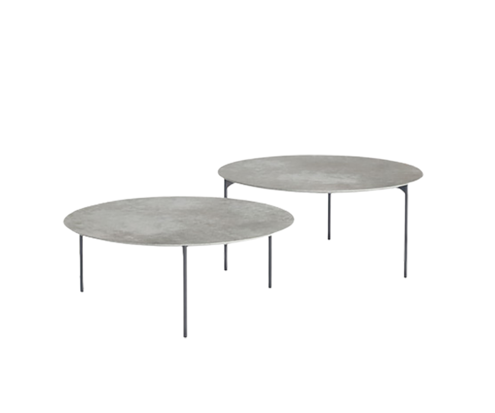 Modern Plano Outdoor Round Dining Table by Paola Lenti Handcrafted  Concrete Top with Steel Base Casa Design Group