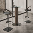 Porada Ester Lift adjustable bar stool with a solid wood frame and upholstered swivel seat | Casa Design Group