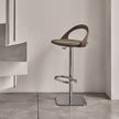 Porada Ester Lift adjustable bar stool with a solid wood frame and upholstered swivel seat | Casa Design Group