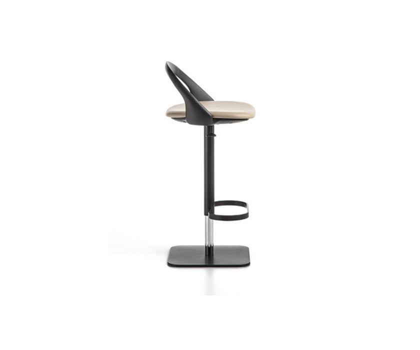 Porada Ester Lift adjustable bar stool with a solid wood frame and upholstered swivel seat | Casa Design Group