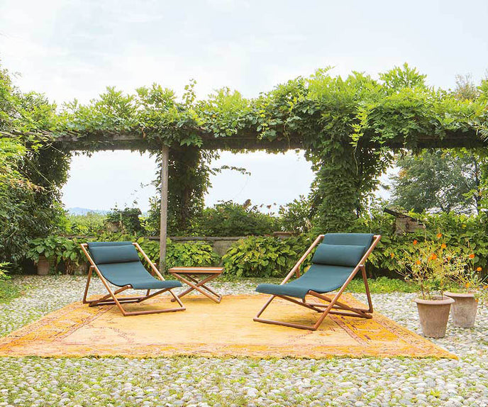 Modern Portofino Outdoor Deck Chair by Paola Lenti Featuring Natural Wood Structure Casa Design Group