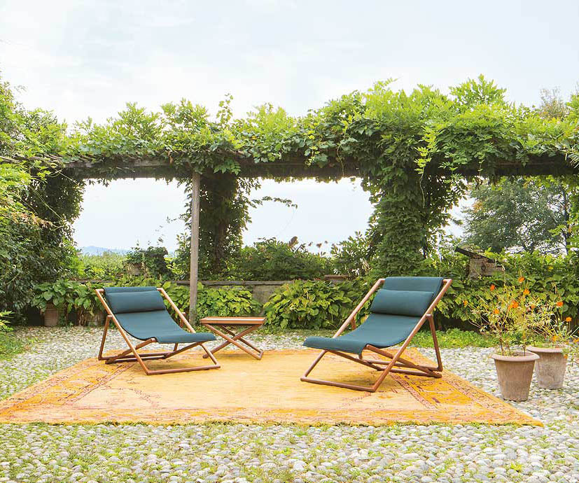 Modern Portofino Outdoor Deck Chair by Paola Lenti Featuring Natural Wood Structure Casa Design Group