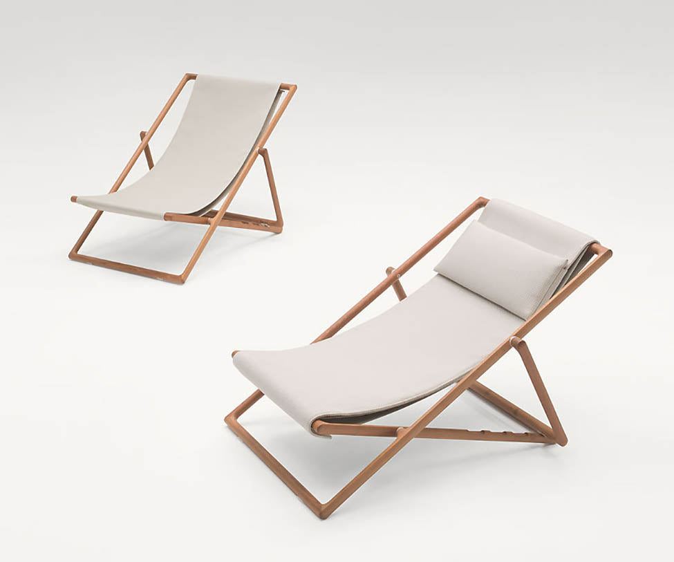 Modern Portofino Outdoor Deck Chair by Paola Lenti Featuring Natural Wood Structure Casa Design Group