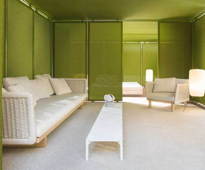 Luxury Sabi Outdoor Lounge Chair by Paola Lenti  with Customizable Upholstery in Premium Fabrics Casa Design Group