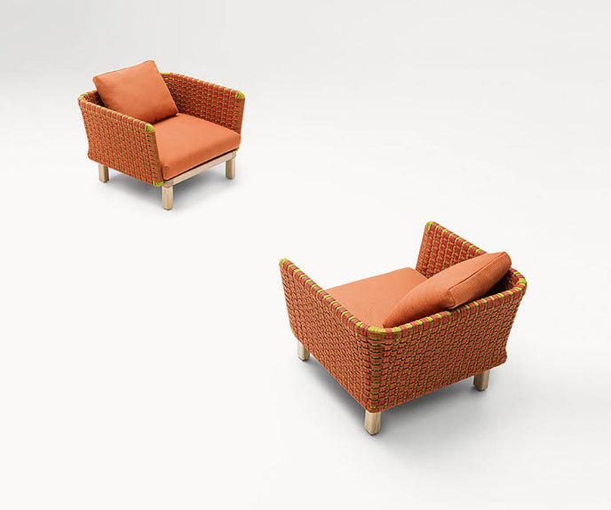 Luxury Sabi Outdoor Lounge Chair by Paola Lenti  with Customizable Upholstery in Premium Fabrics Casa Design Group