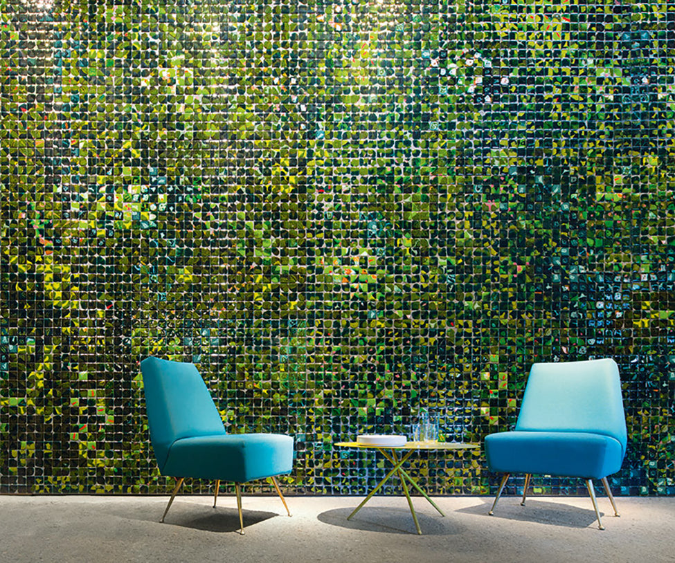 Unique Sciara Outdoor Wall Covering by Paola Lenti Handcrafted Lava Stone and Glass Elements Casa Design Group