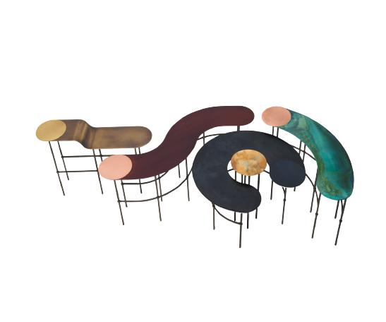 Scribble Coffee Tables by De Castelli with sculptural curved metal forms and artistic finishes – Casa Design Group
