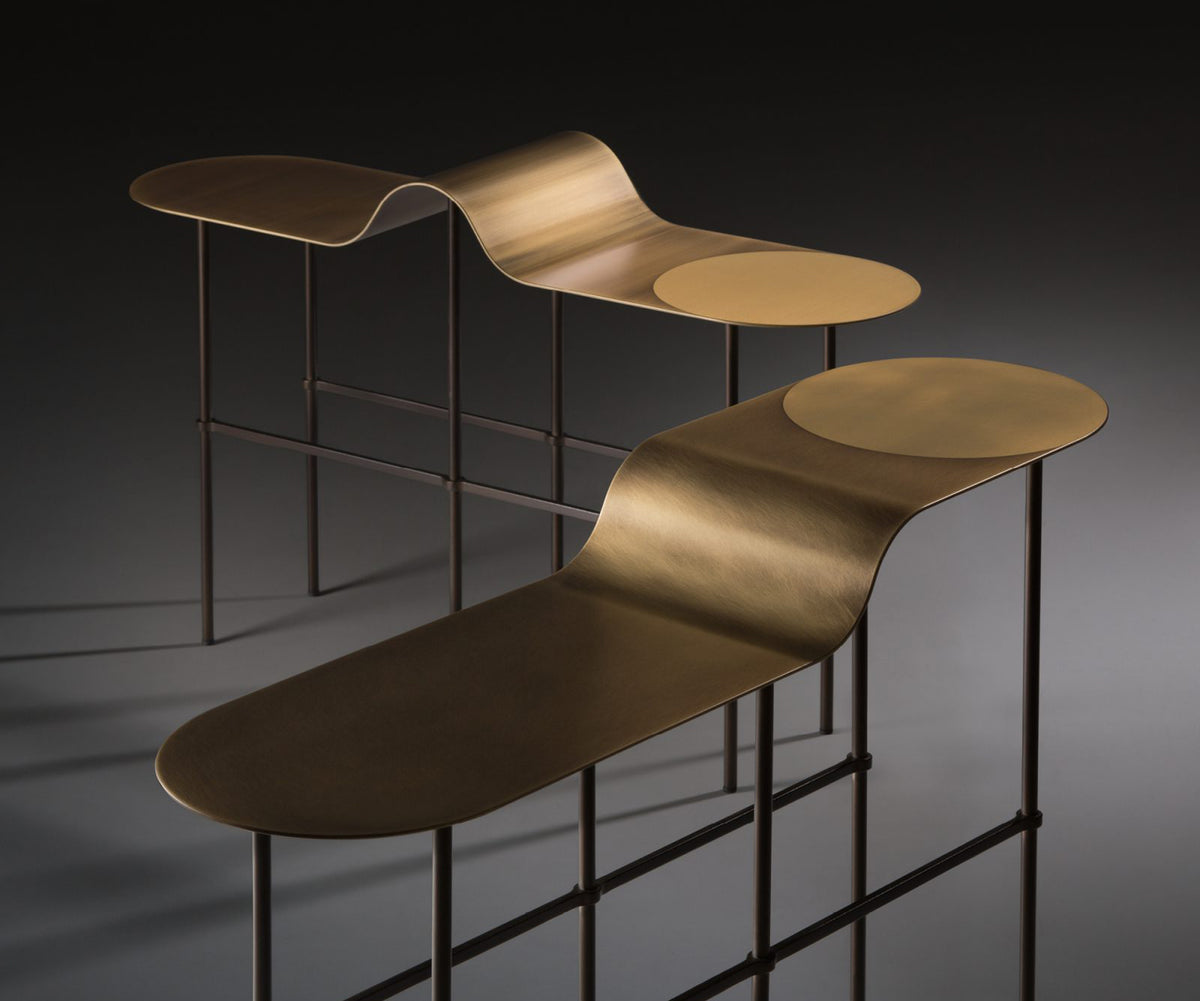 Scribble Coffee Tables by De Castelli with sculptural curved metal forms and artistic finishes – Casa Design Group