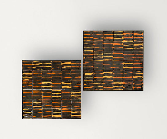 Unique Hand-Painted Segni Outdoor Side Table by Paola Lenti with Square Majolica Top Casa Design Group