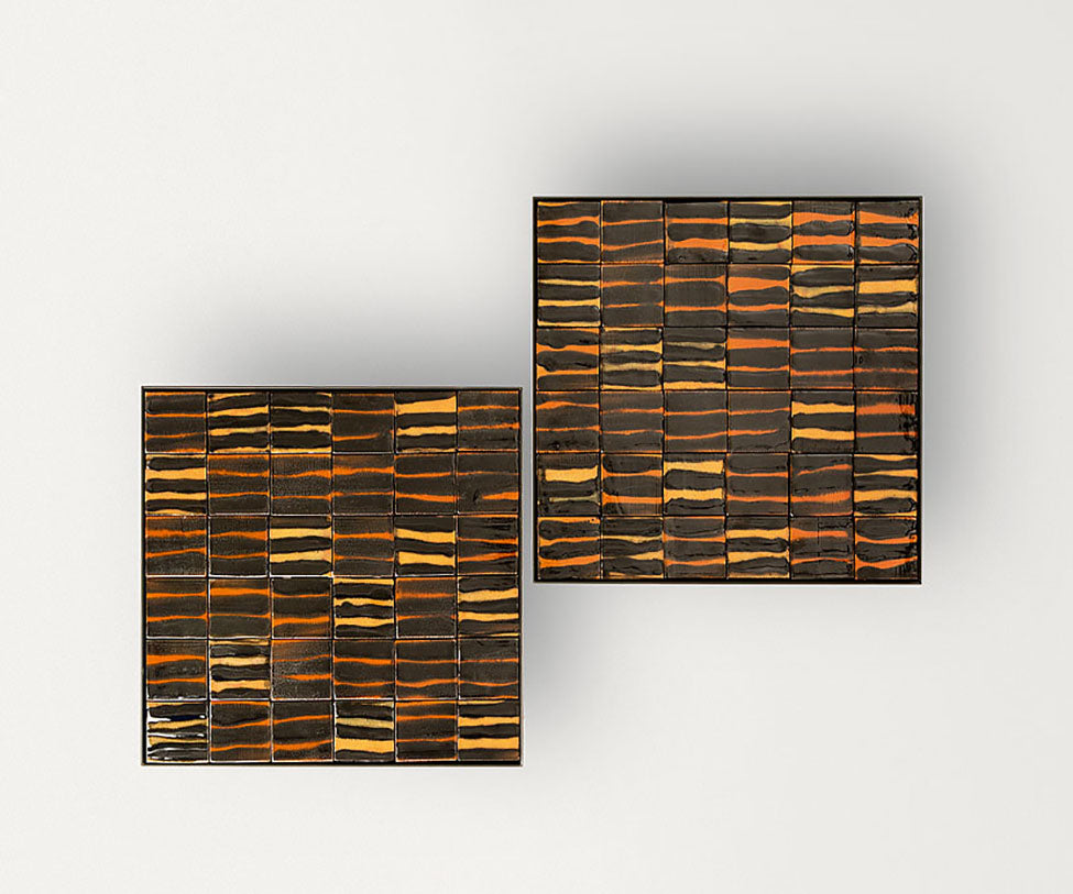 Unique Hand-Painted Segni Outdoor Side Table by Paola Lenti with Square Majolica Top Casa Design Group