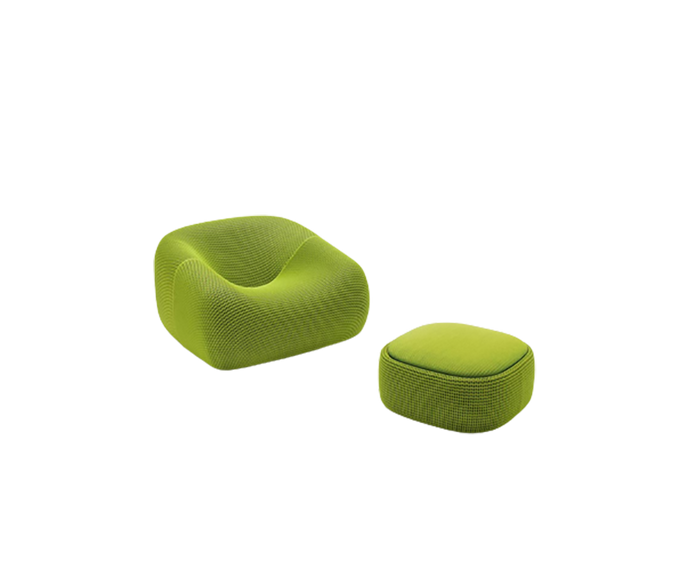 Modern Smile Outdoor Pouf by Paola Lenti in Dual-Color Aero Fabric for Stylish Spaces Casa Design Group