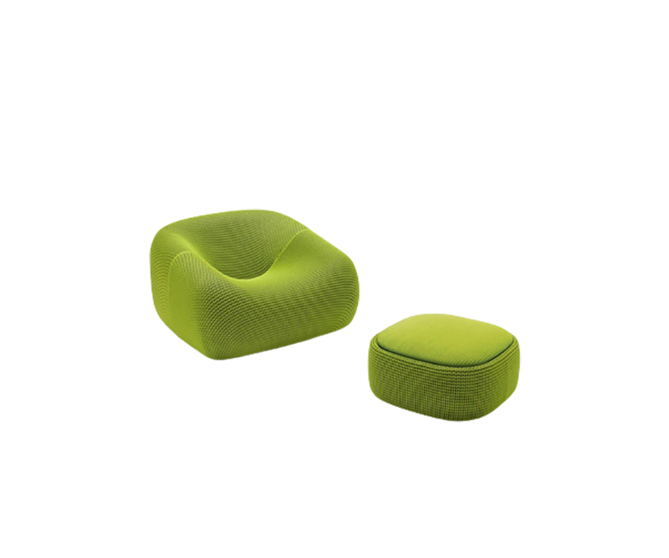 Modern Smile Outdoor Pouf by Paola Lenti in Dual-Color Aero Fabric for Stylish Spaces Casa Design Group