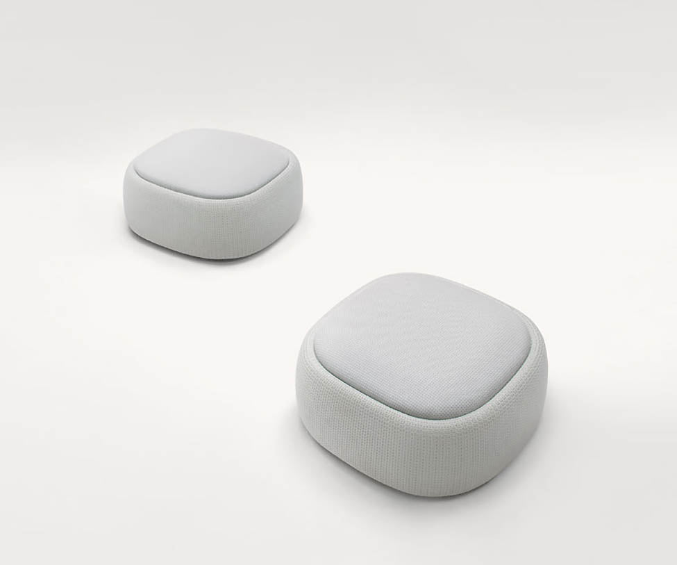 Modern Smile Outdoor Pouf by Paola Lenti in Dual-Color Aero Fabric for Stylish Spaces Casa Design Group