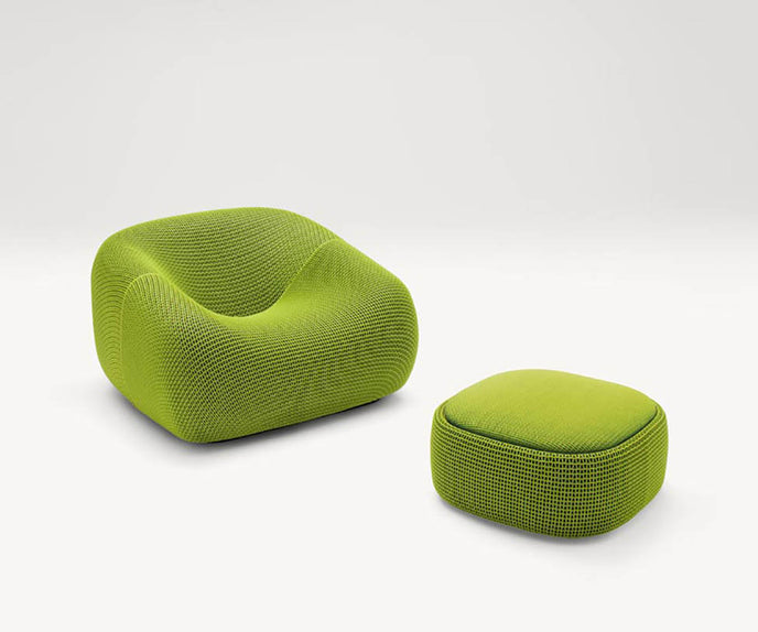 Modern Smile Outdoor Pouf by Paola Lenti in Dual-Color Aero Fabric for Stylish Spaces Casa Design Group
