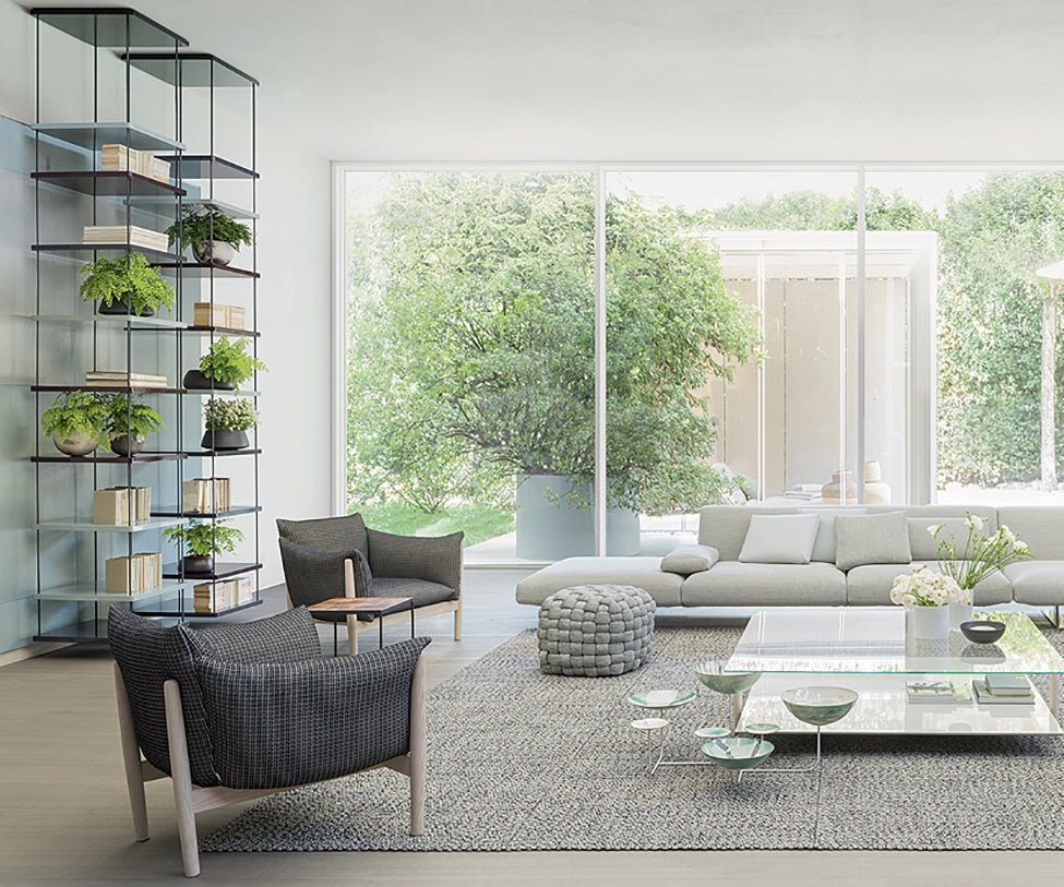 Modern Sospesa Bookshelves by Paola Lenti Shelving with Adjustable Wood Shelves Casa Design Group