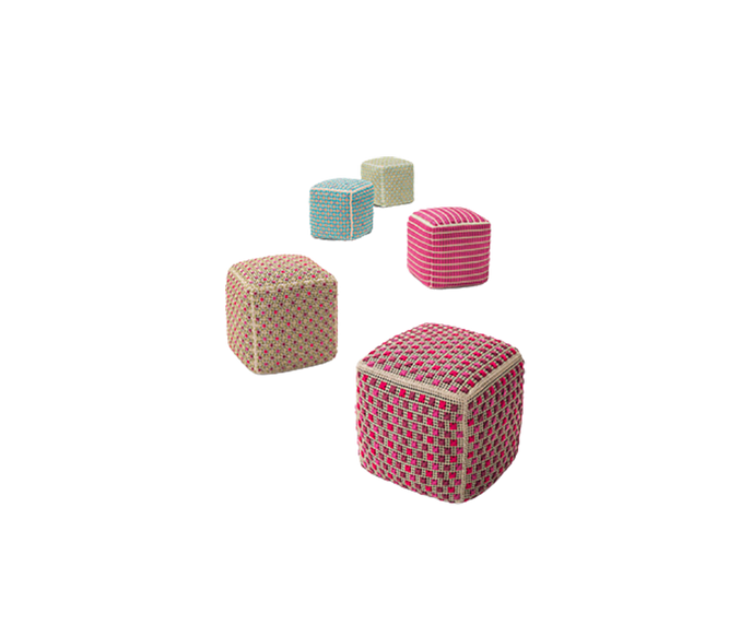 Comfortable Spezie Outdoor Pouf by Paola Lenti with Kimia Fabric Embroidery Casa Design Group