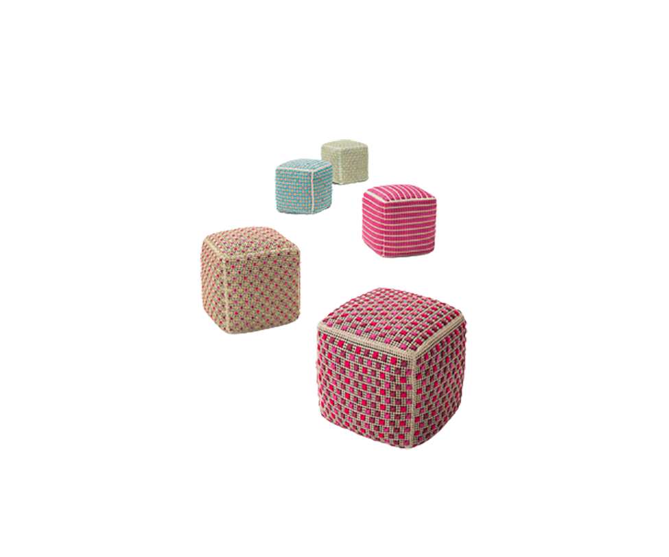 Comfortable Spezie Outdoor Pouf by Paola Lenti with Kimia Fabric Embroidery Casa Design Group