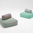 Comfortable Spezie Outdoor Pouf by Paola Lenti with Kimia Fabric Embroidery Casa Design Group
